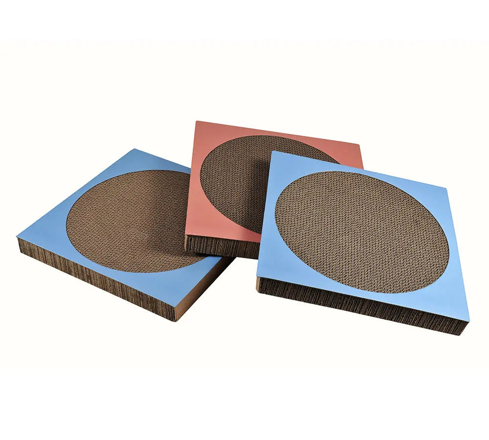 Scratching mat cat - blue - corrugated cardboard - 39 x 39 x 5 cm - cat scratching board