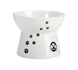 4145C Extra high cat bowl - Drinking bowl for cat or cat - with cat print - 120*105*95mm (LxWxH) - porcelain bowl - Dishwasher suitable