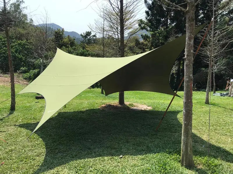 Truvii tent hexagon | Zonnenscherm |Tent tegen de regen | Duurzaam, draagbaar en waterbestendig |570 x 670 cm
